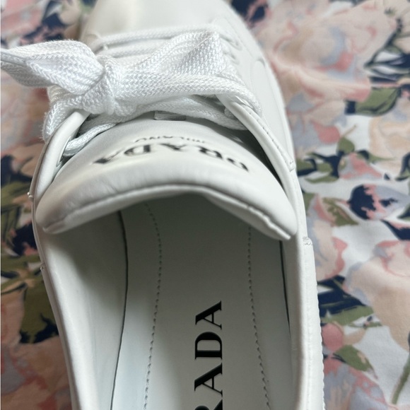 Authentic Prada White Leather Sneakers - Picture 5 of 6